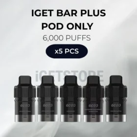 5 PCS – IGET Bar Plus Pod Only 6000 Puffs