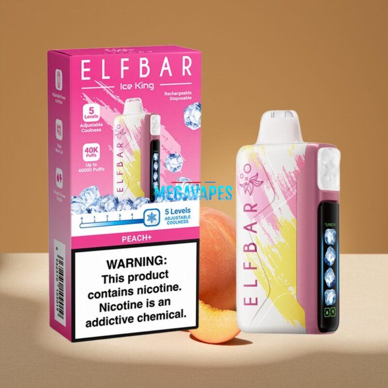 Elf Bar Ice King 40000 Puffs Peach+ Rechargeable Disposable Vape with LCD & Dual Airflow