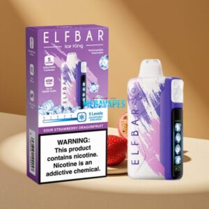Elf Bar Ice King 40000 Puffs Rechargeable Disposable Vape with Adjustable Cooling – Sour Strawberry Dragonfruit