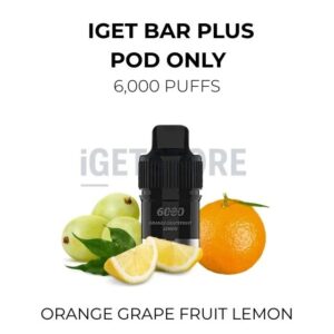 IGET Bar Plus Pods 6000 Puffs – Orange Grape Fruit Lemon at VapingOz Australia - IGET 6000 Puffs