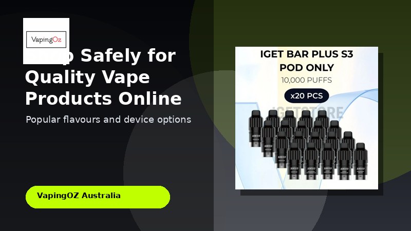 Shop Safely for Quality Vape Products Online showing IGET vape and e-liquid flavour options